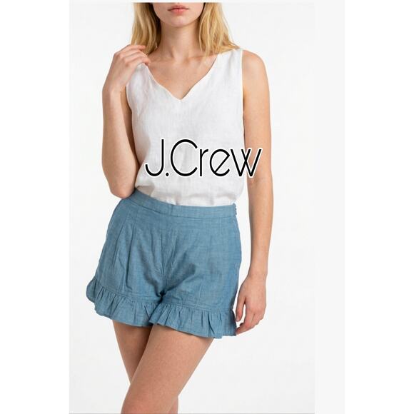 J. Crew Factory Pants - J.CREW denim chambray cotton ruffled hem shorts.  12